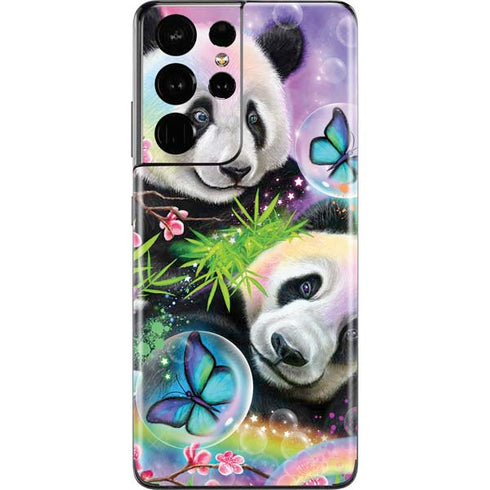 Rainbow Pandas with Butterflies by Sheena Pike Galaxy S21 Ultra 5G Skin